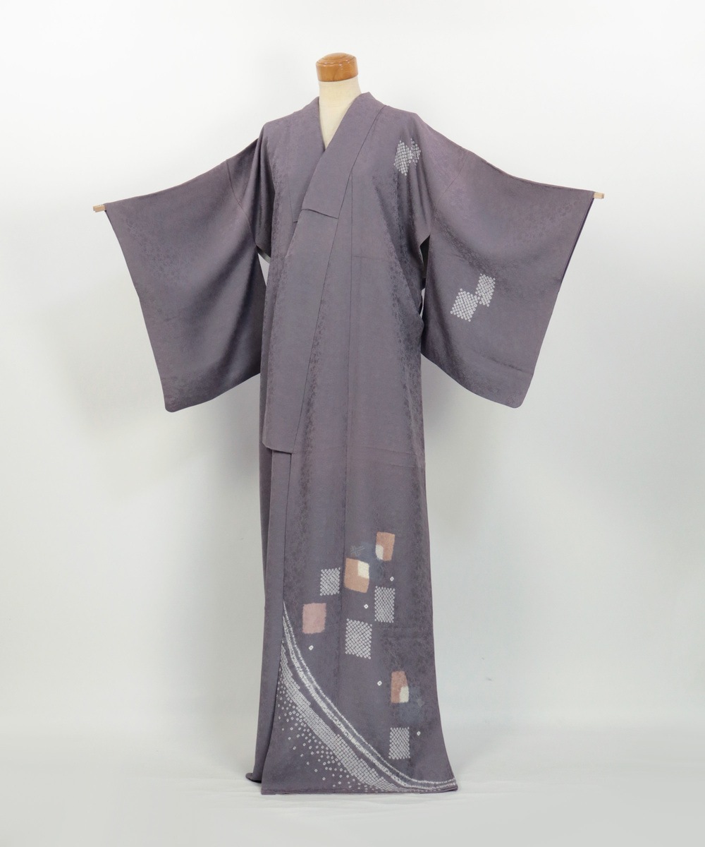 【リユース】付下げ：幾何文様と鹿の子絞り／2504237