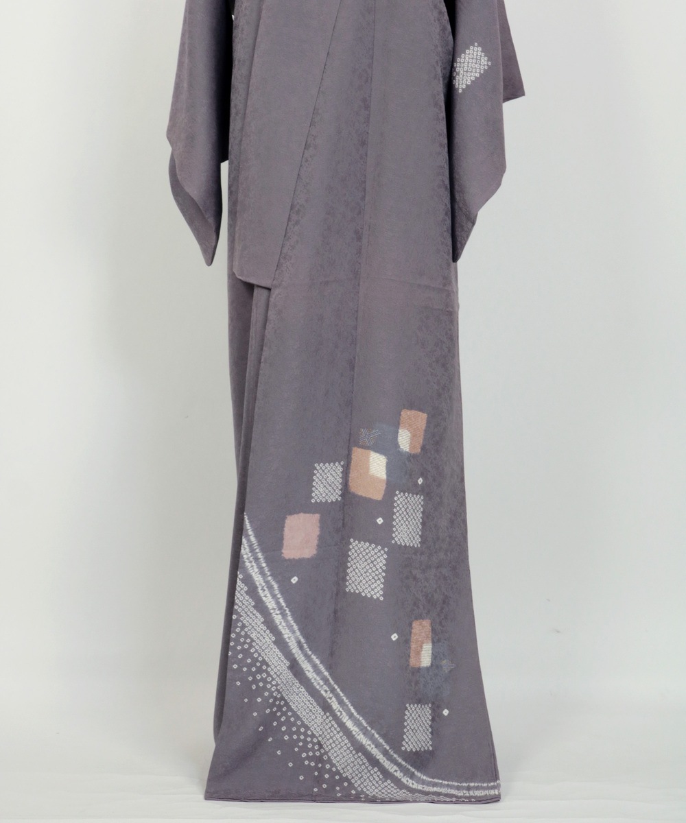 【リユース】付下げ：幾何文様と鹿の子絞り／2504237