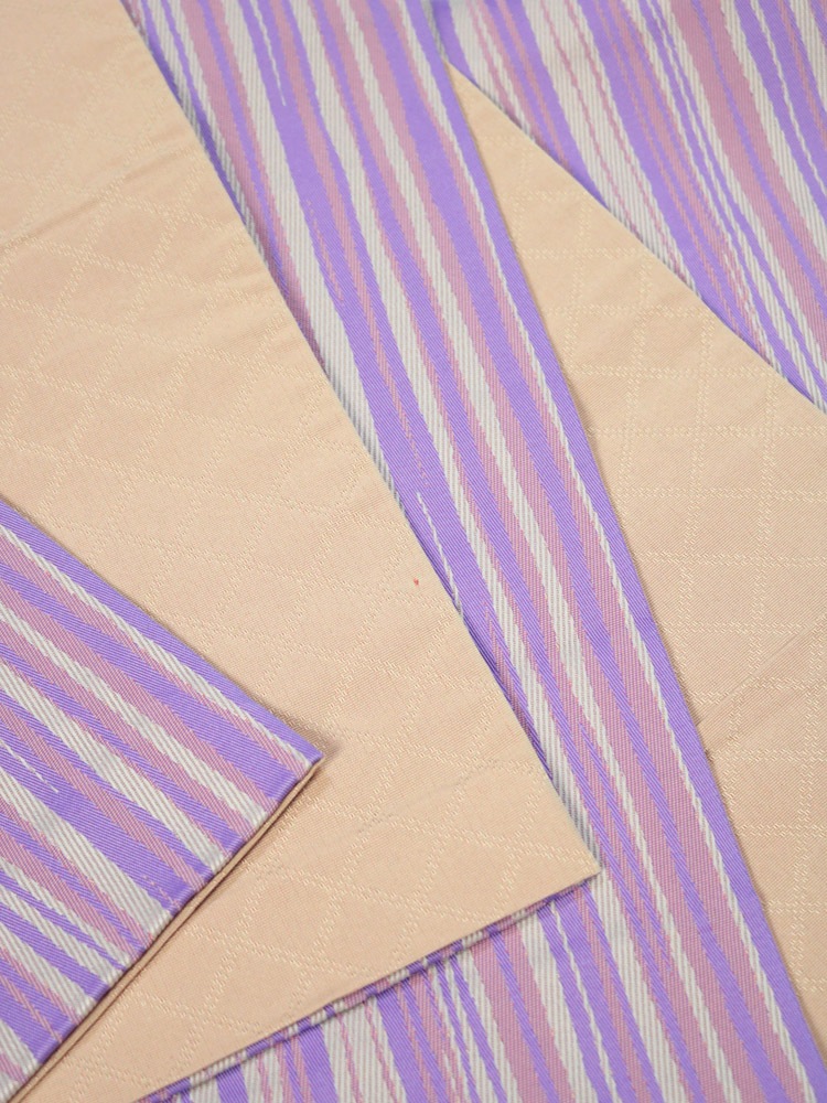 半巾帯 変り縞／無地調格子