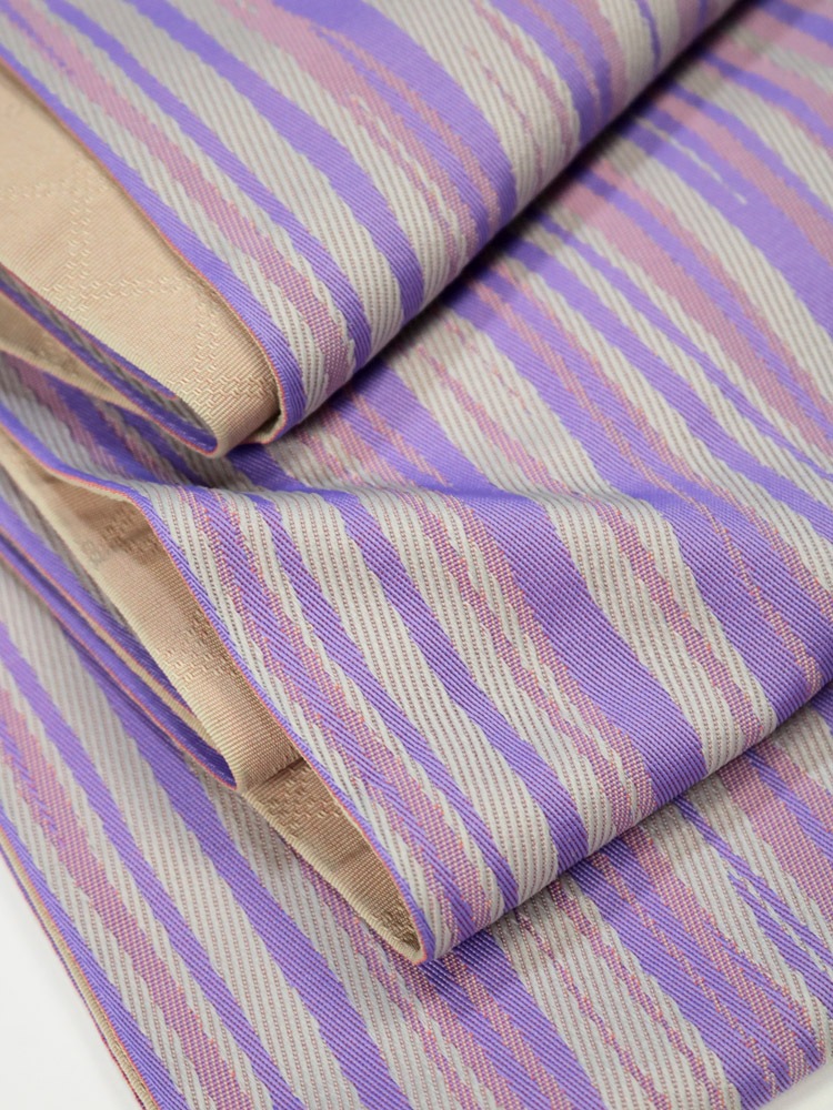 半巾帯 変り縞／無地調格子