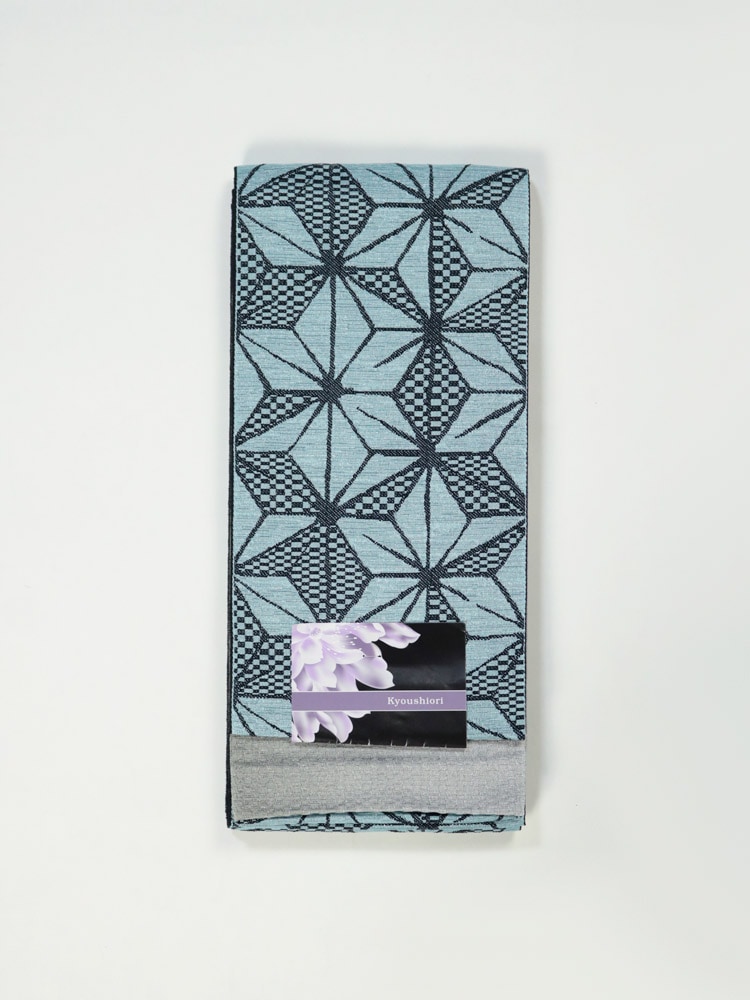 半巾帯 麻の葉／無地調 日本製