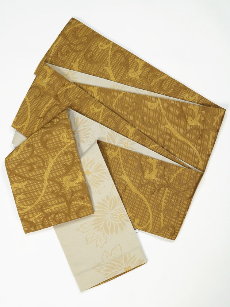 半巾帯 更紗調／菊 日本製