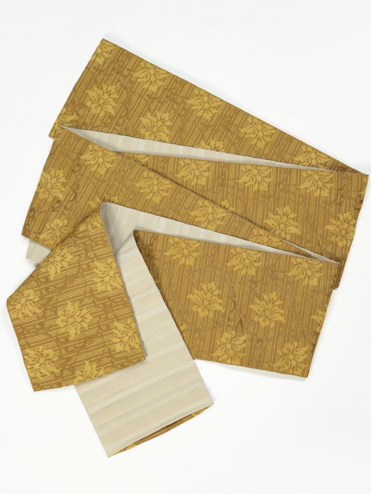 半巾帯 更紗調／縞 日本製