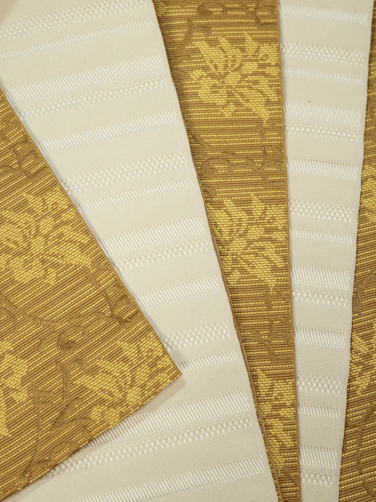 半巾帯 更紗調／縞 日本製