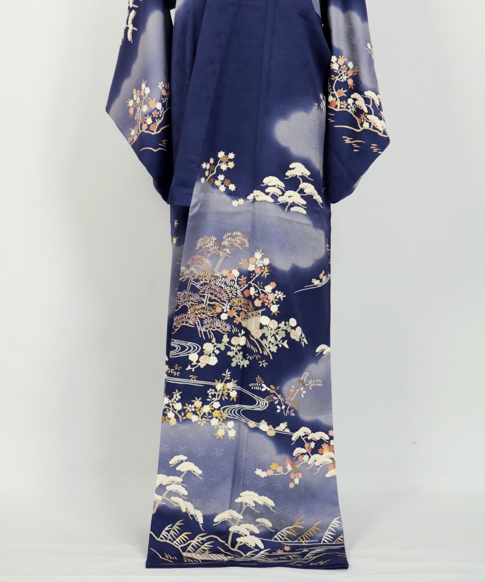 【リユース】訪問着:松や紅葉・流水文様/2504234