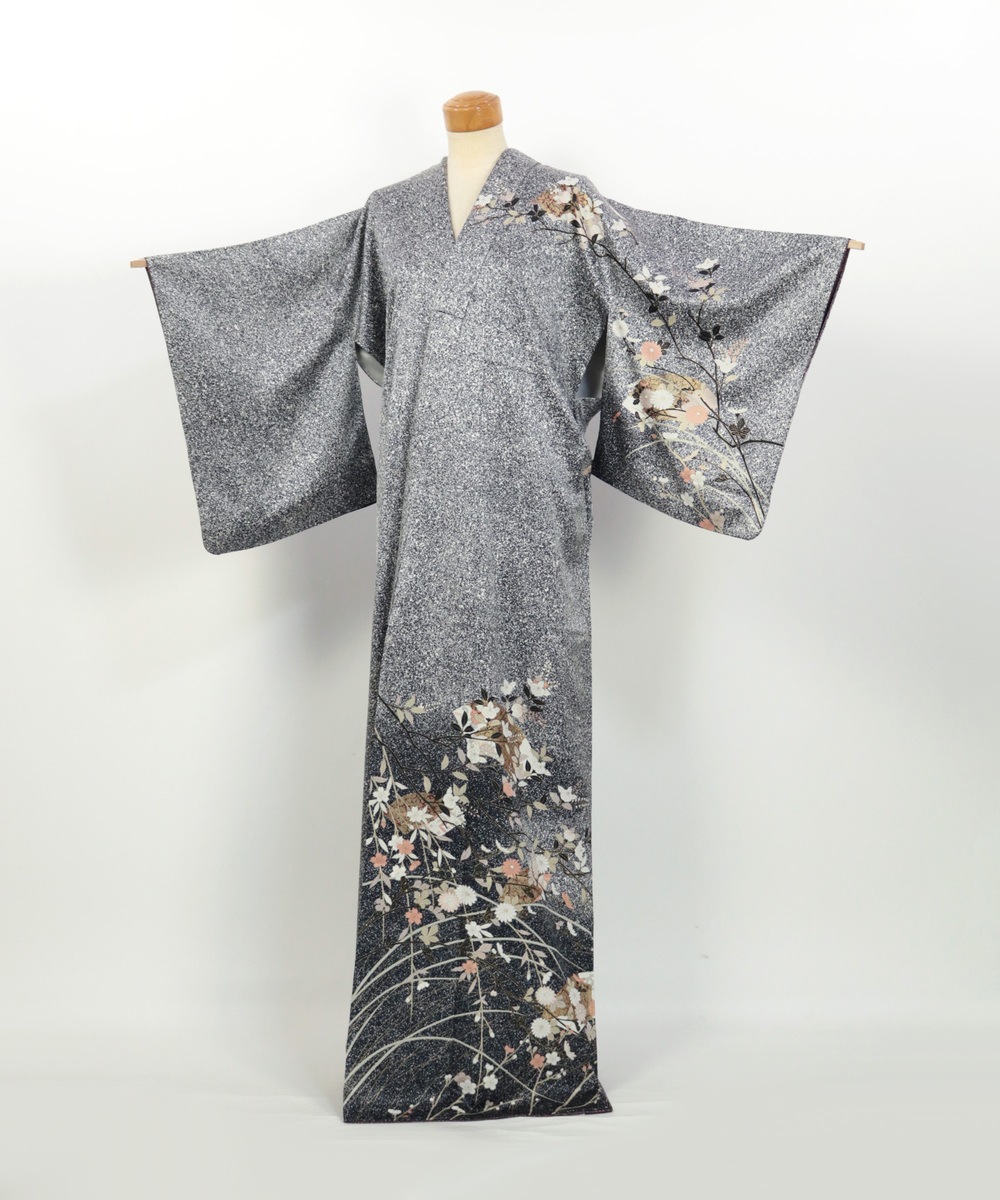【リユース】訪問着：扇と花文様／2504233