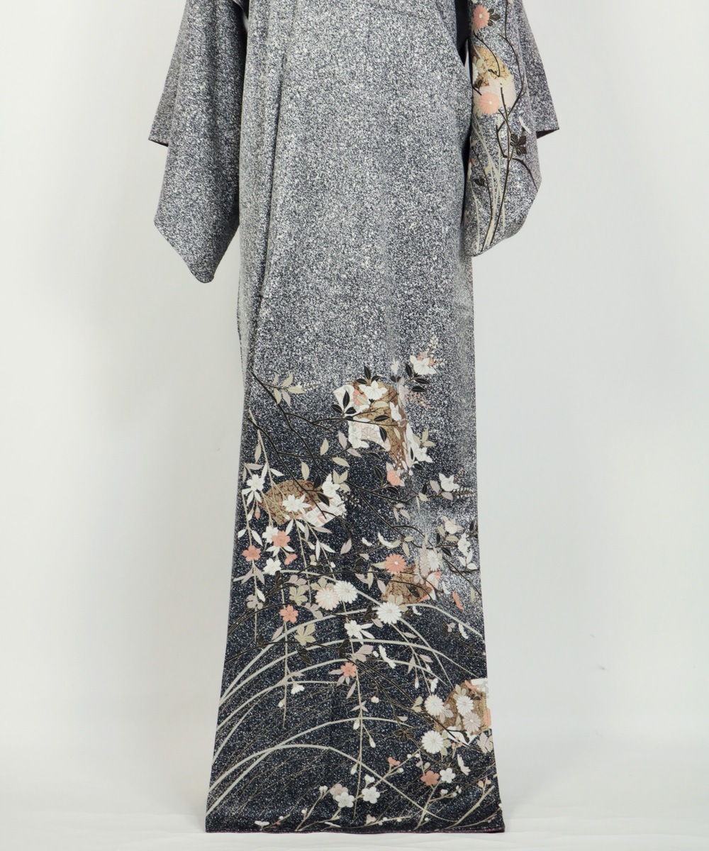 【リユース】訪問着：扇と花文様／2504233