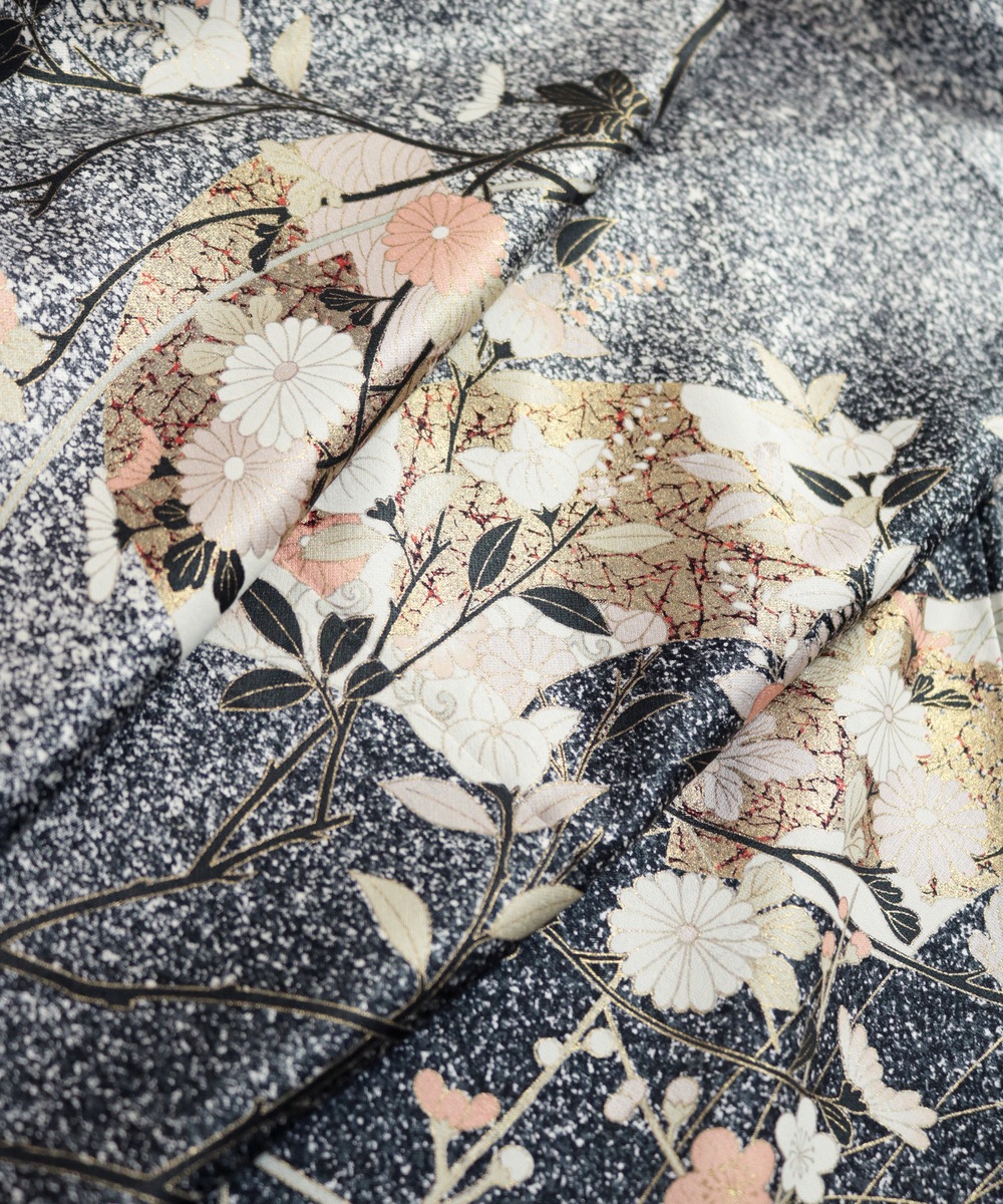 【リユース】訪問着：扇と花文様／2504233