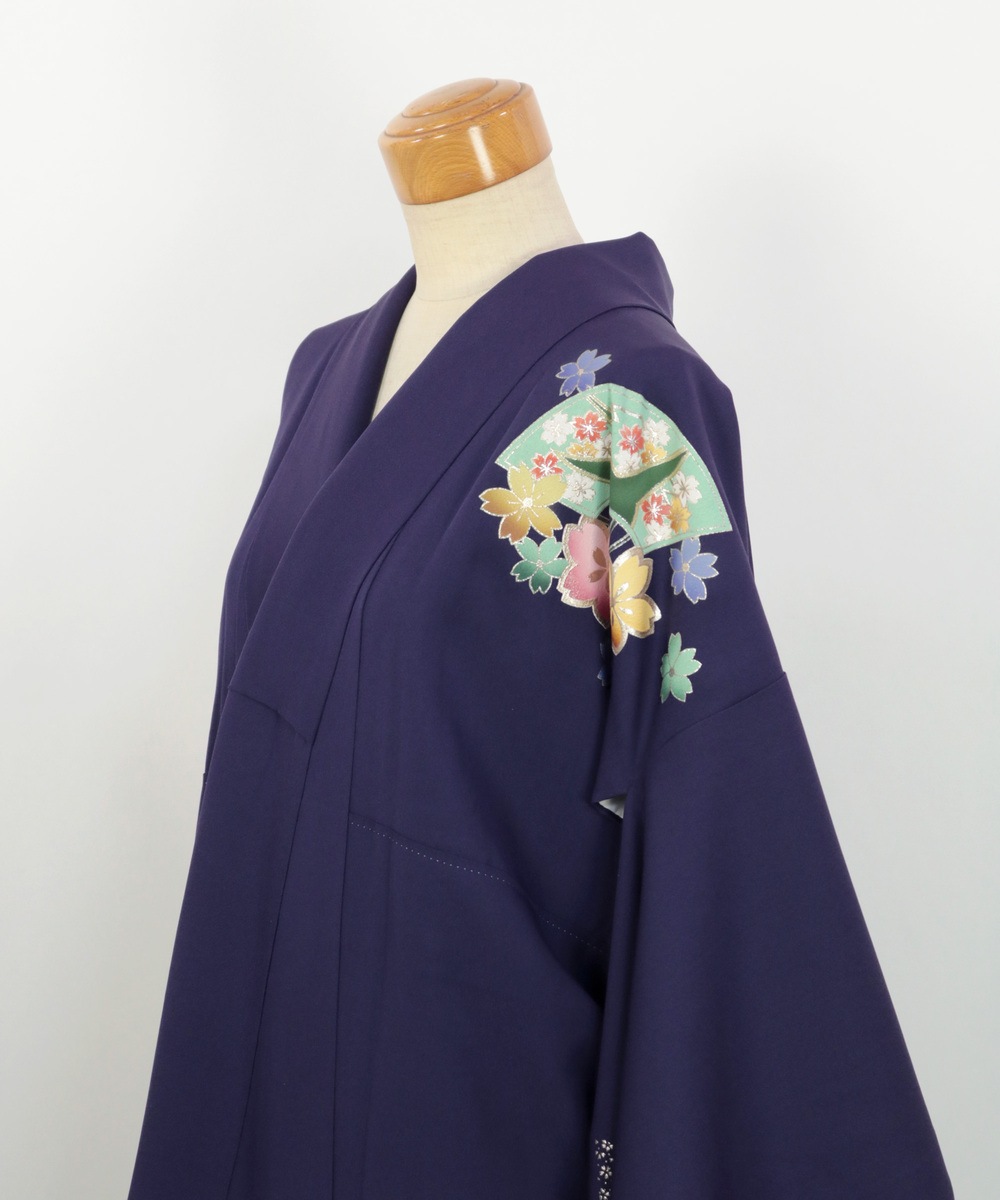 【リユース】振袖：扇・桜・鶴 友禅文様／2504222