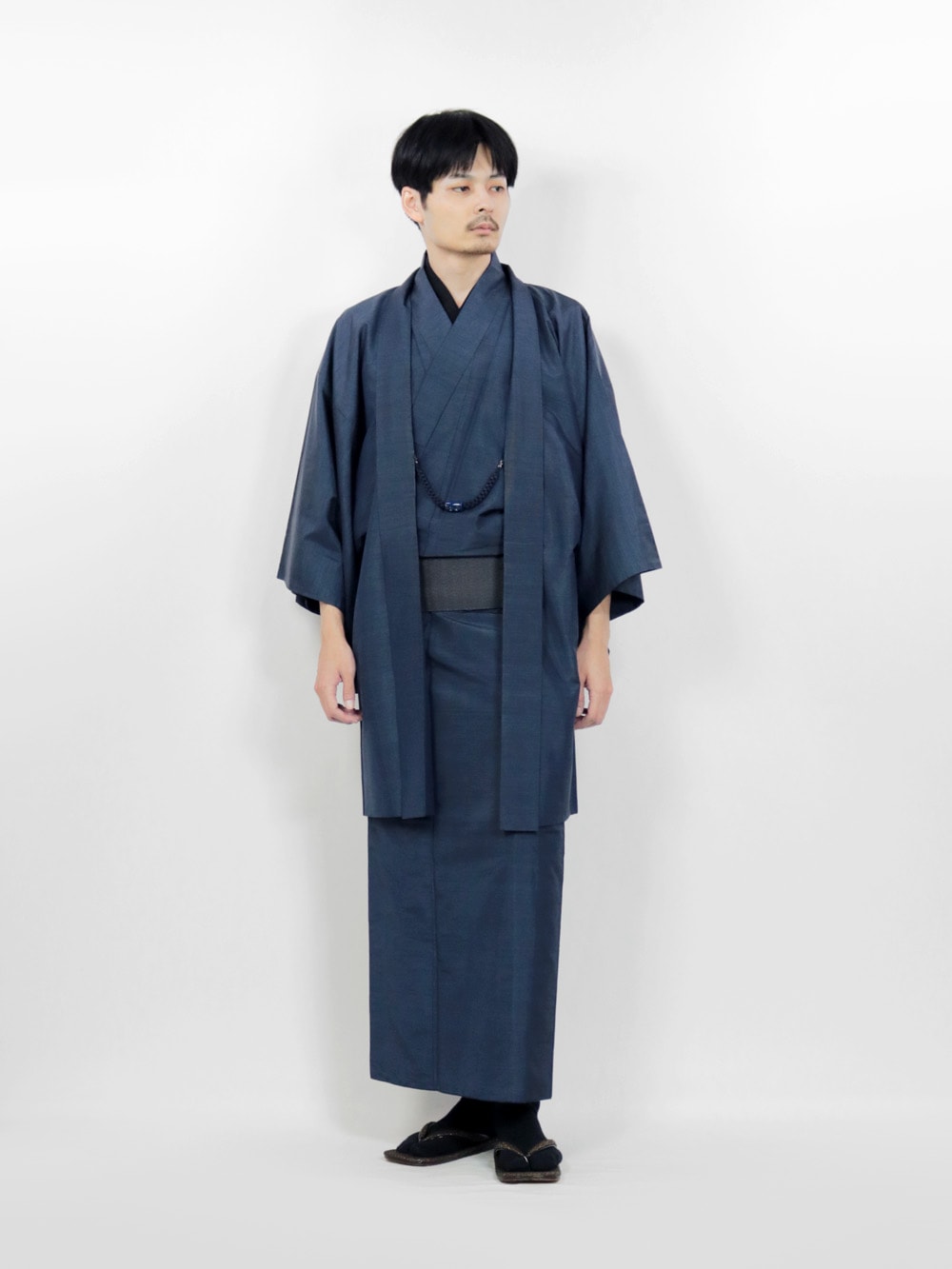 【リユース】男物 本場大島紬 アンサンブル 横双 B品