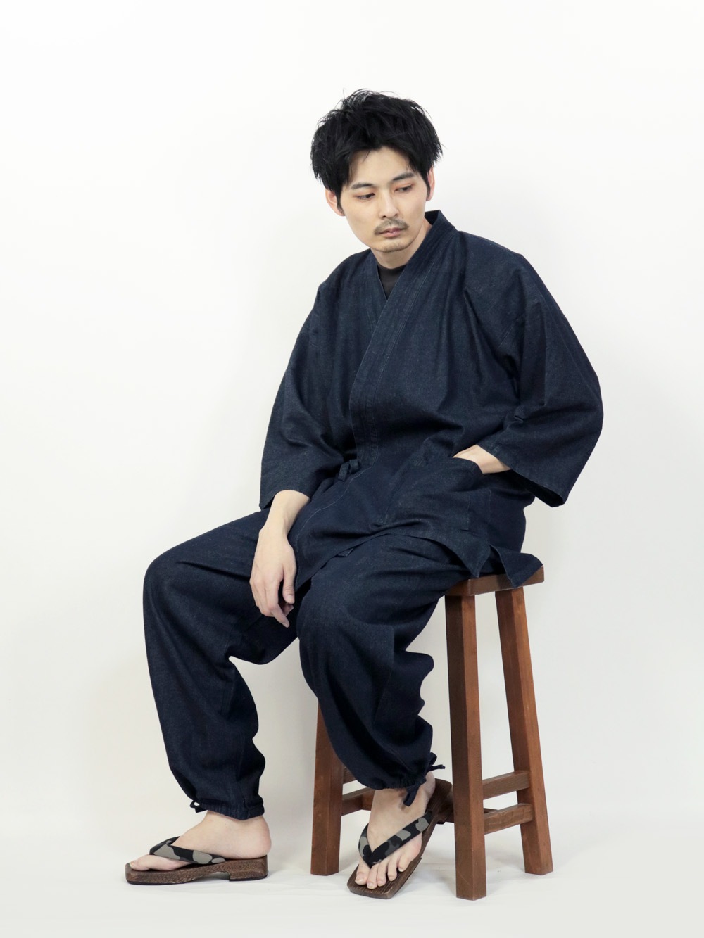 デニム作務衣 綿100% 8.5オンス ネイビー