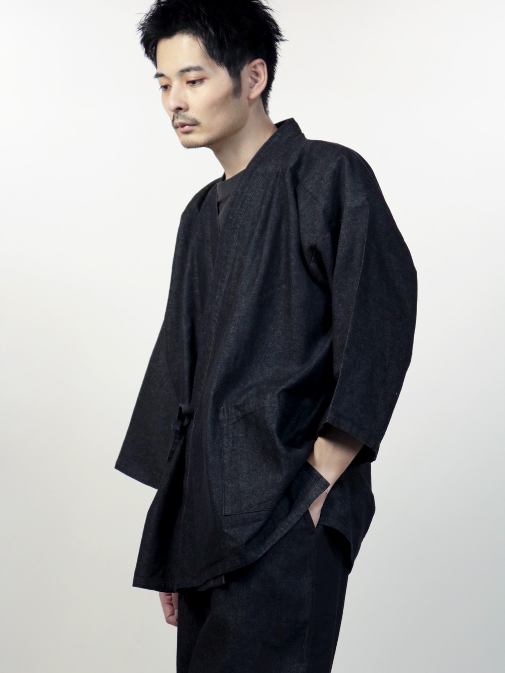 デニム作務衣 綿100％ 8.5オンス ブラック