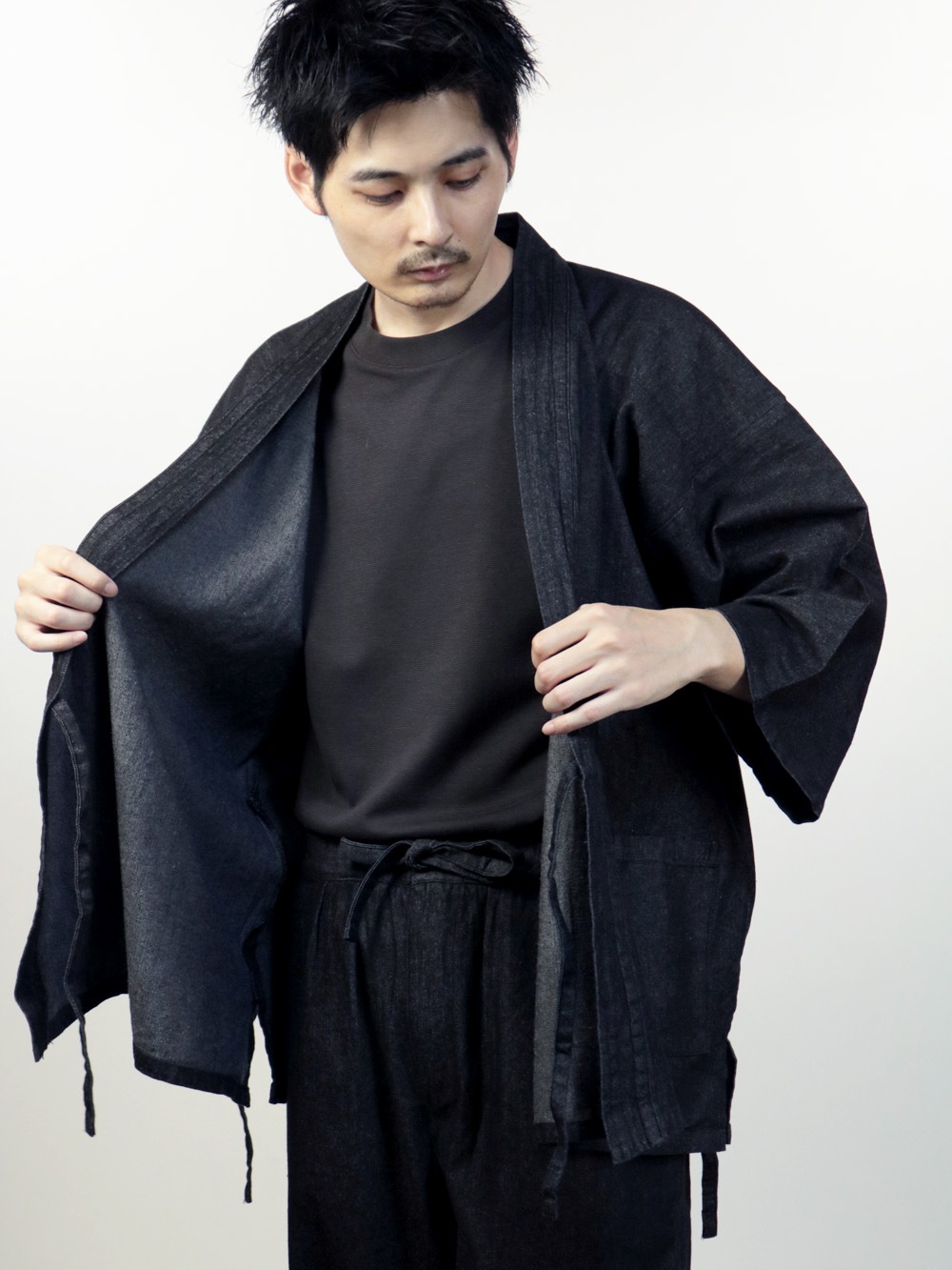 デニム作務衣 綿100％ 8.5オンス ブラック