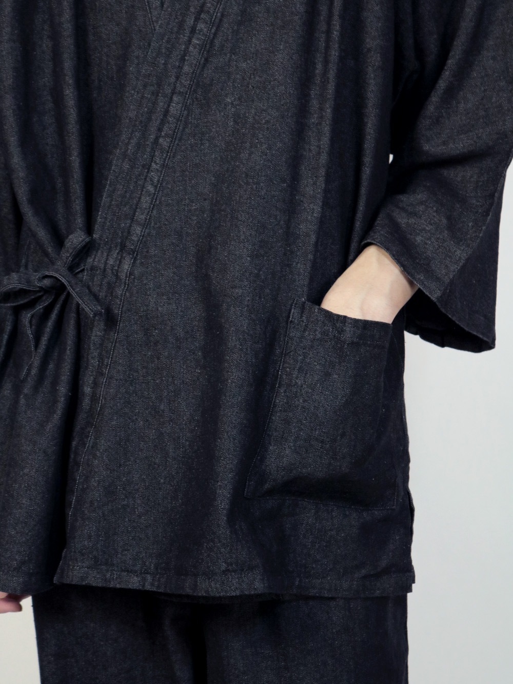 デニム作務衣 綿100％ 8.5オンス ブラック