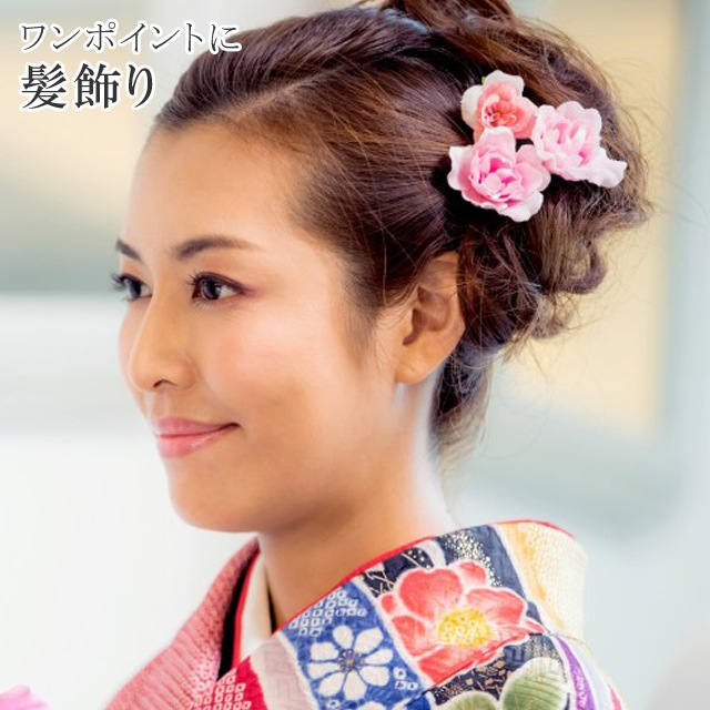 髪飾り 成人式 花 結婚式 卒業式 和装 洋装 日本製 バラ ピンク  
