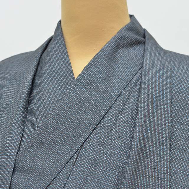 リサイクル着物 アンサンブル 男物 大島紬 正絹 着物 羽織 証紙有 茶 青系 特選逸品2