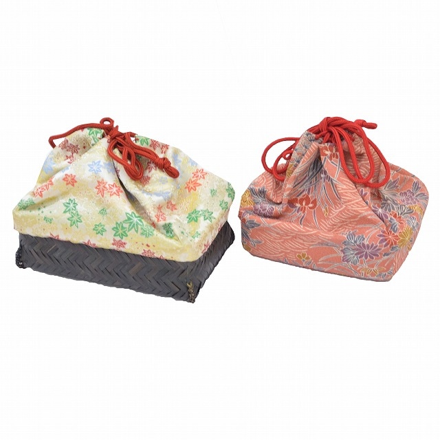 和装バッグ 2点セットカジュアル用 浴衣 竹 巾着 良品