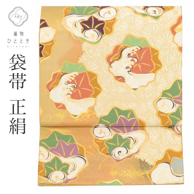 中古 リサイクル 袋帯 帯 正絹 絹 西陣織 引箔 金彩 琳派転生 神坂雪佳 特品 六通柄 大津絵抄 着物 フォーマル 訪問着 付下げ 黒留袖 色留袖 SILK シルク kimono リユース