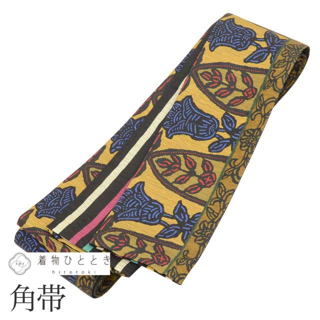 お年玉SALE☆20%OFF／中古 正絹 絹 SILK シルク 角帯 染め帯 特品 全通