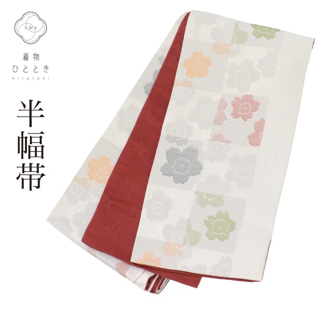 半幅帯 リサイクル 帯 化繊 良品 桜 未仕立て（着用可能） 全通柄 カジュアル 浴衣 紬 小紋 踊り着物 花火大会 お祭り お正月 食事会 踊り 着物 kimono リユース