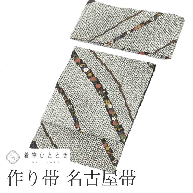 名古屋帯　作り帯　紗　金銀のクローバー　着用一回　美品　特価です！ 名古屋帯,リサイクル作り帯(名古屋帯)のおすすめリユース の人気