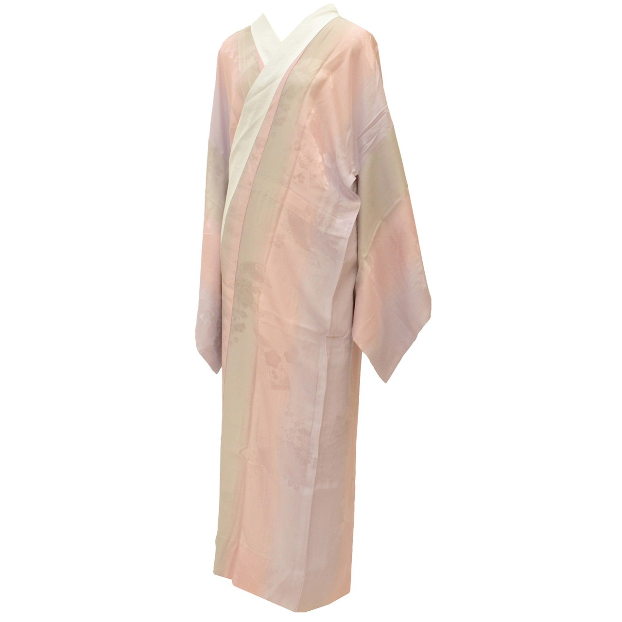 長襦袢 正絹 絹 Lサイズ 身丈133cm 裄丈70cm 紫 特品 袖無双 仕立て