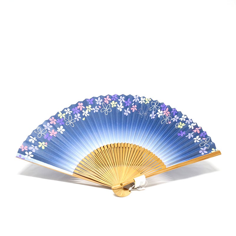 扇子/和装小物/カジュアル/青/花柄/浴衣や紬のおともに/普段使い