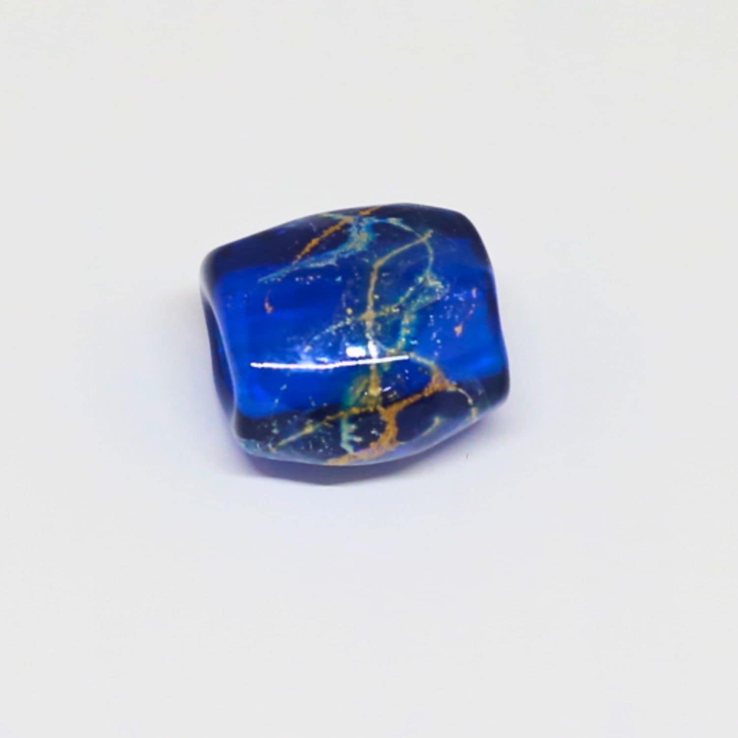 帯留め/トンボ玉/青/金/星/夜空/浴衣に/プレゼント/サイズ:約2.3cm×2.5