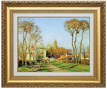 ピサロ 『村の入り口』 額装 立体複製名画 西洋絵画 レプリカ