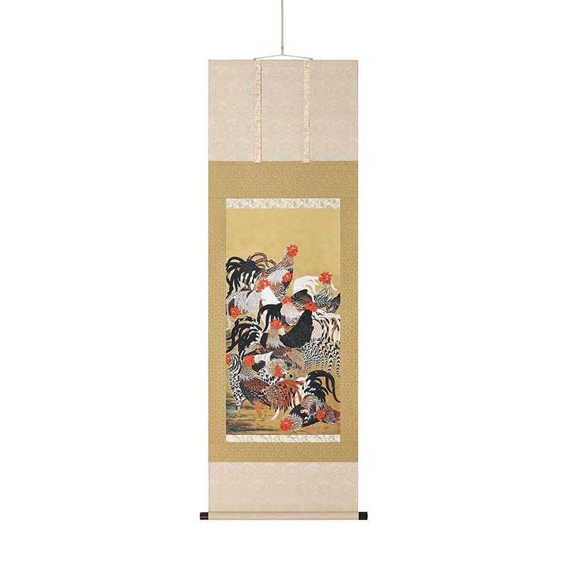 群鶏図 （伊藤若冲『動植綵絵』複製掛軸コレクション） : 群鶏図 伊藤