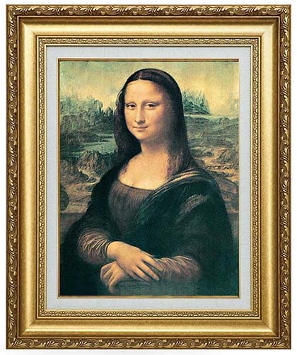 モナリザの絵画.肖像画.額縁付きます ダ・ヴィンチ 『モナリザ』 額装 立体複製名画 西洋絵画 レプリカ