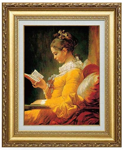 フラゴナール 『本を読む少女』 6号 額装 立体複製名画 西洋絵画 