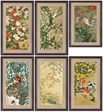 伊藤若冲 「カラー複製絵画」額装 6点セット 美術品 レプリカ|複製 掛軸 横山大観・伊藤若冲など日本画をご紹介|アートの友社