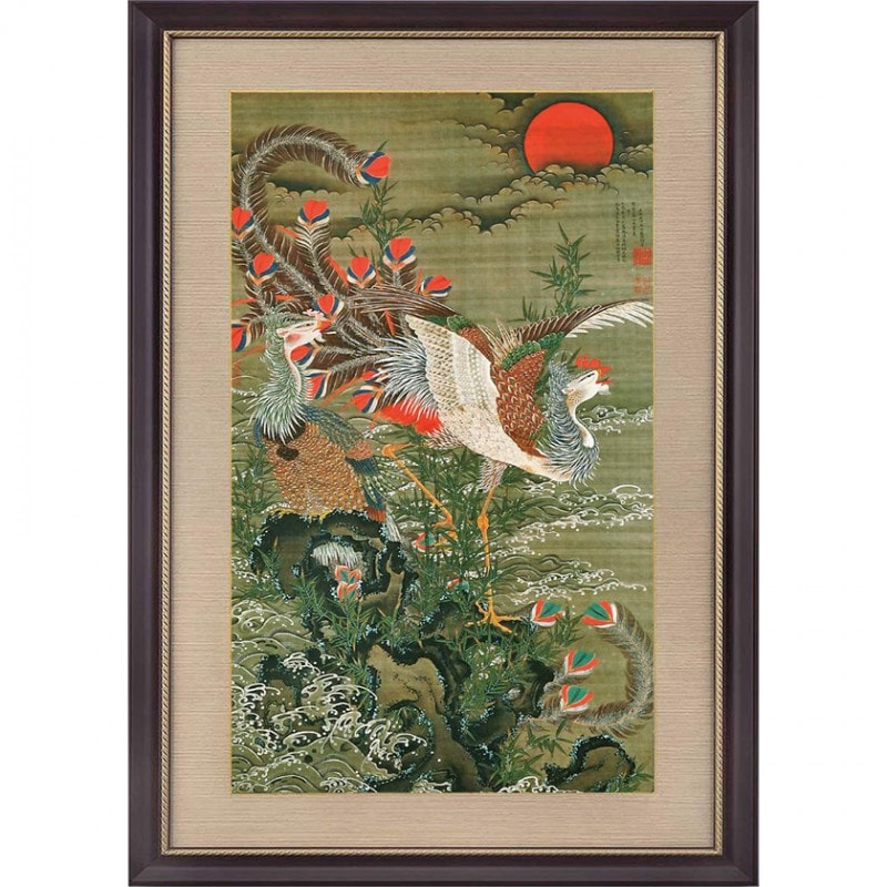 旭日鳳凰図 額装 伊藤若冲 カラー複製絵画コレクション 美術品