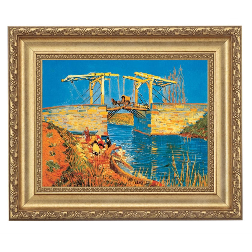 フィンセント ファン ゴッホ　アルルの跳ね橋　レプリカ ゴッホ「アルルの跳ね橋 馬車」 4号サイズ 立体複製名画 美術品