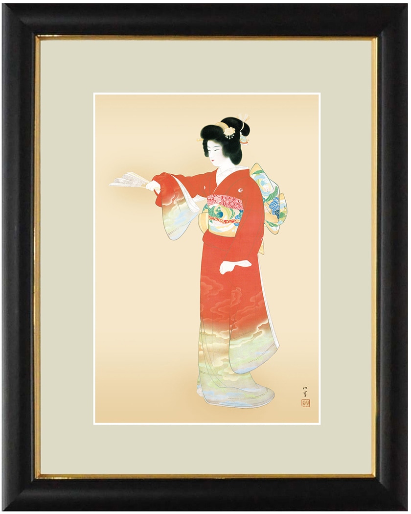 妖艶　上村松園　[序の舞]　織　インテリア　壁掛　和の心 額　美術品 上村松園 作品 「序の舞」 額装 壁掛け インテリア : アートの友社