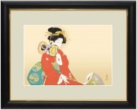 上村松園 作品 「鼓の音」 額装 壁掛け インテリア【ポイント５％還元中】