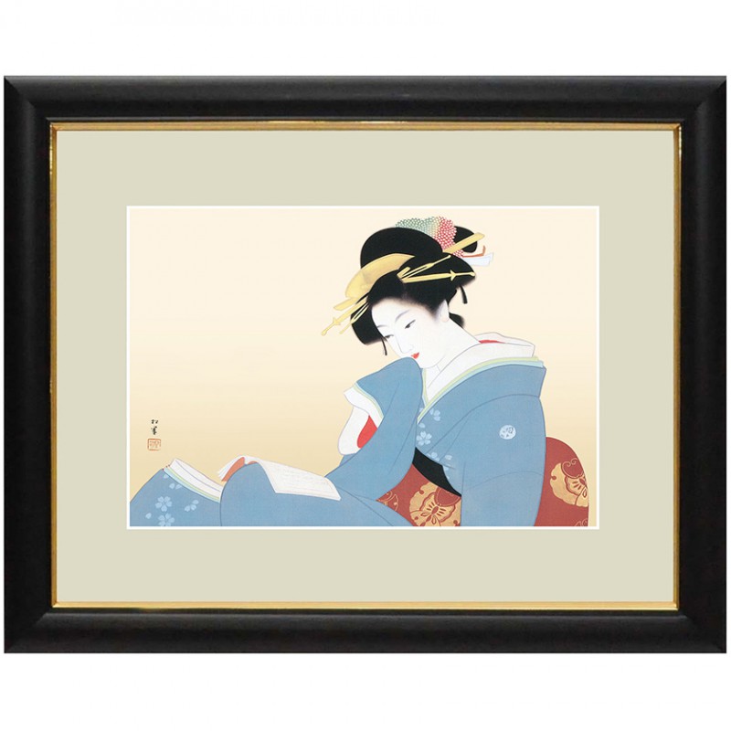 上村松園 作品 「つれづれ」 額装 壁掛け インテリア上村松園『初秋