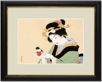 上村松園 作品 「御所人形」 額装 壁掛け インテリア【ポイント５％還元中】