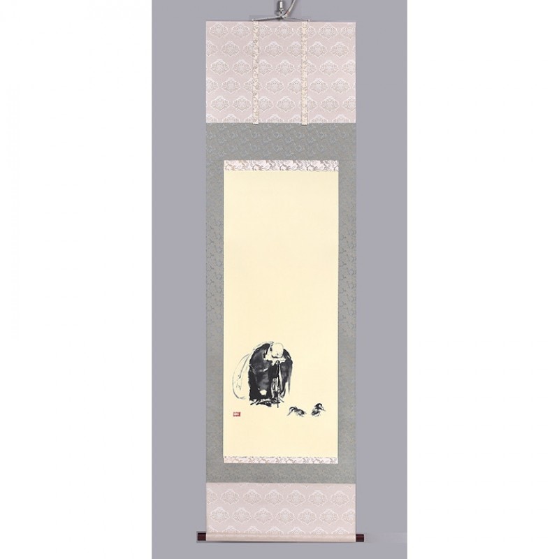 宮本武蔵 「布袋観闘鶏図」 複製 掛軸【ポイント5％還元中】 : アート