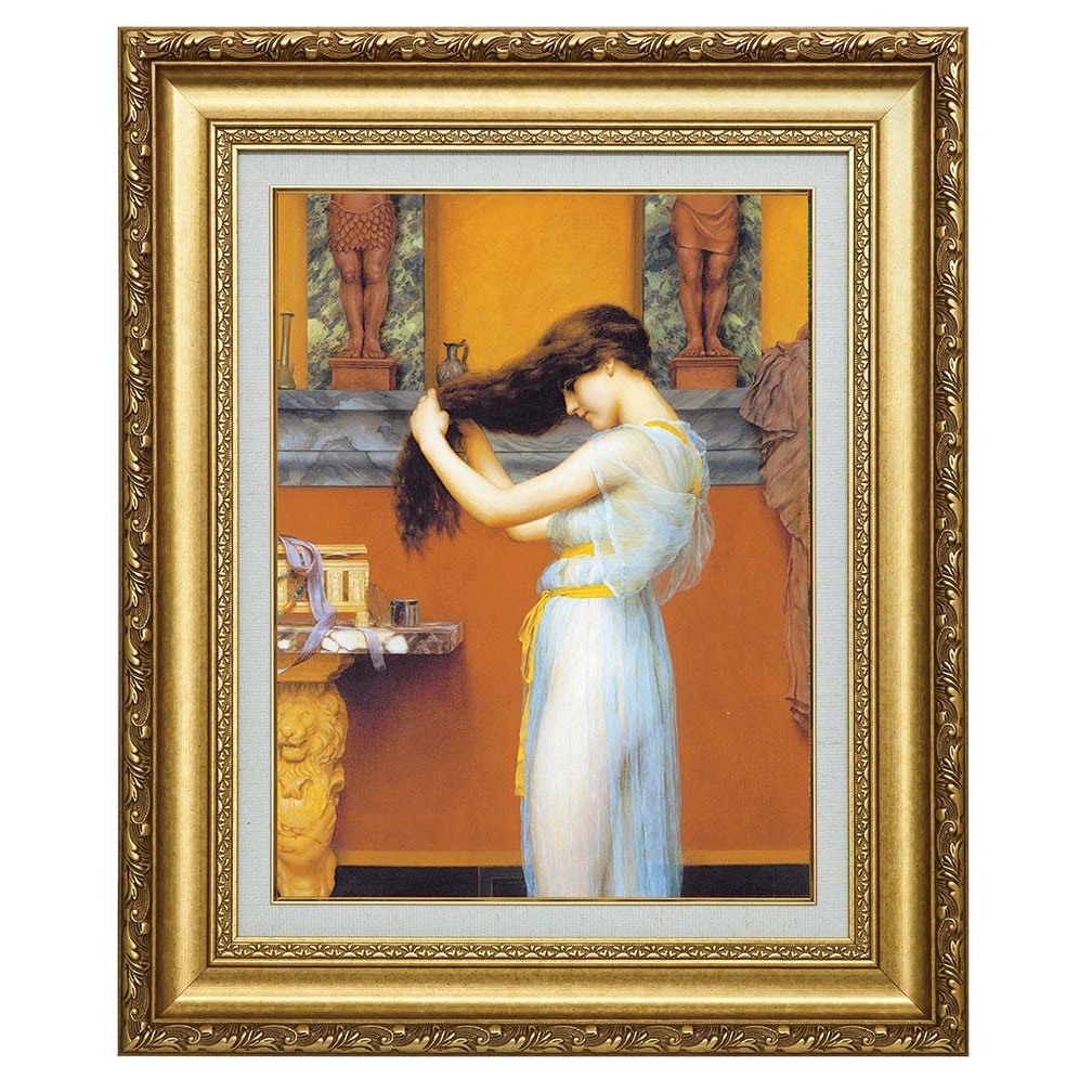 ゴッドワード 『髪をすく少女』 額装 立体複製名画 西洋絵画 レプリカ