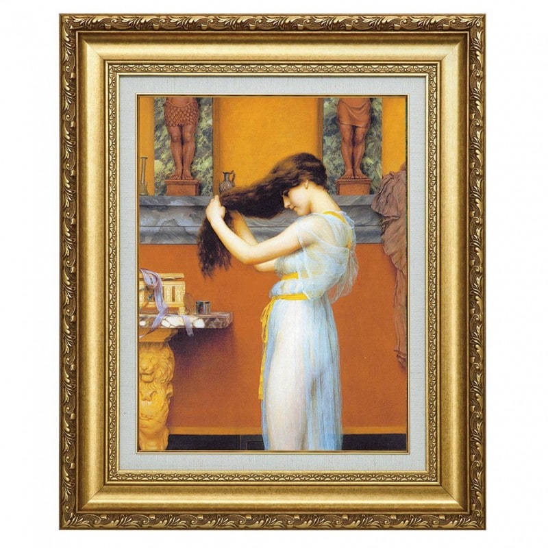 ゴッドワード 『髪をすく少女』 額装 立体複製名画 西洋絵画 レプリカ