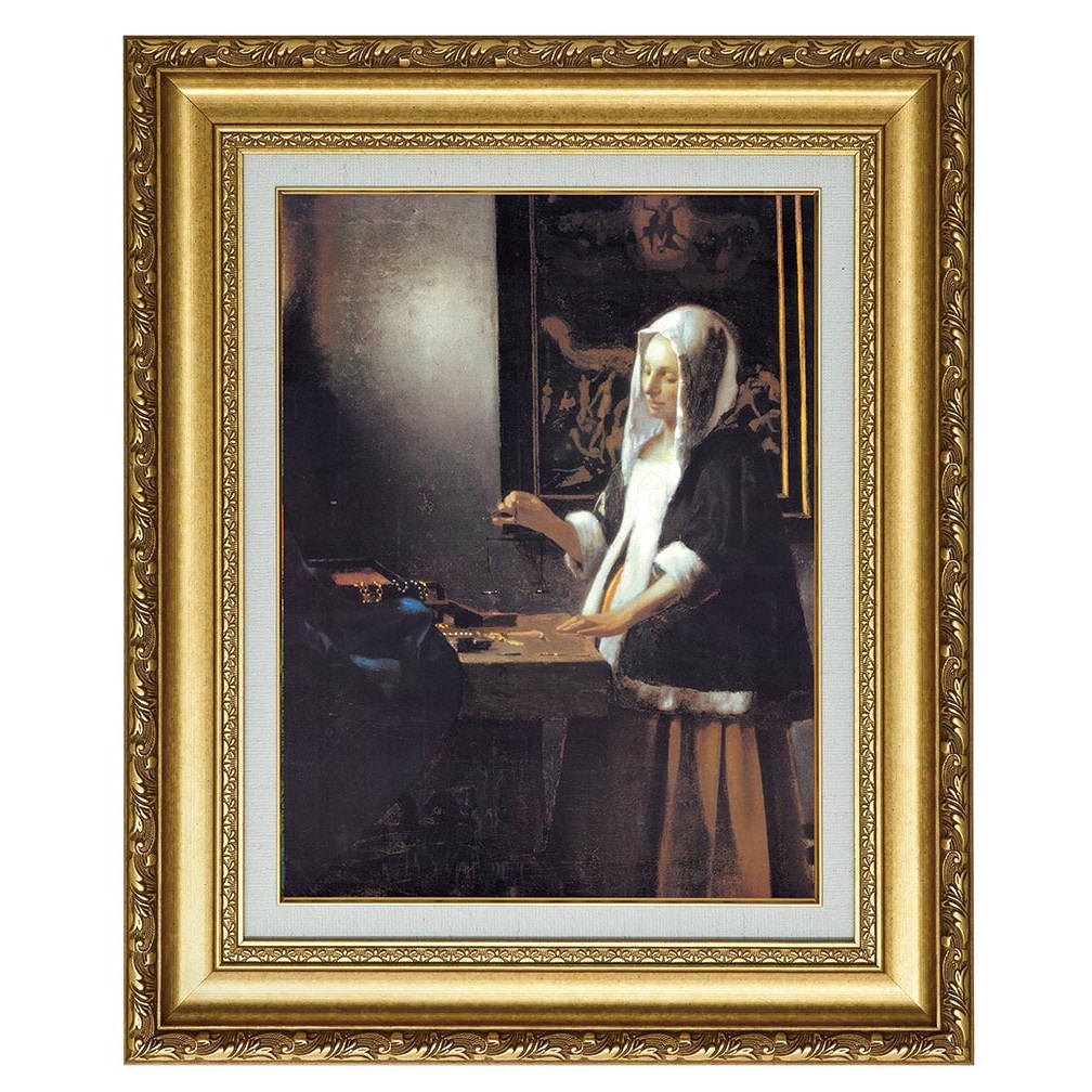 ☆秀作☆ 手書き油絵 フェルメール 真珠の耳飾りの少女 額付 絵画 油彩