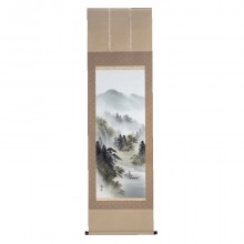 彩色山水 塩川 栖二 肉筆掛軸 美術品【ポイント５％還元中】|絵画　有名肉筆油彩画　代表画|アートの友社
