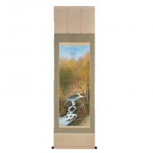 秋の奥入瀬 小山 天遊 肉筆掛軸 美術品【ポイント５％還元中】|絵画　有名肉筆油彩画　代表画|アートの友社