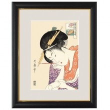 複製/喜多川歌磨/美人画/浮世絵/工芸/布袋屋掛軸HD-804 絵画 額入り 壁掛け F4 喜多川 歌麿 美人画 複製画 額飾り 1枚