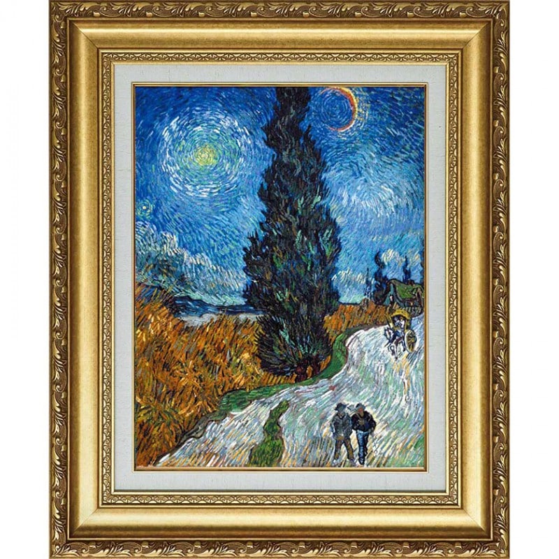 風景画 作家 オリバー 作品名 糸杉のある242/250 額サイズ55x43c 風景