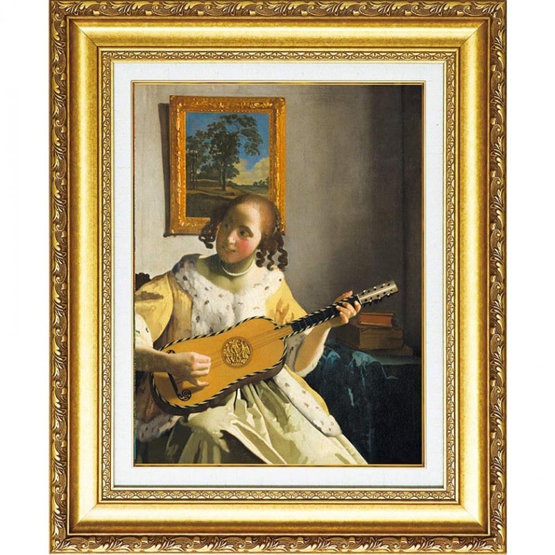 フェルメール 複製名画 「ギターを弾く女」 美術品 絵画 : アートの友