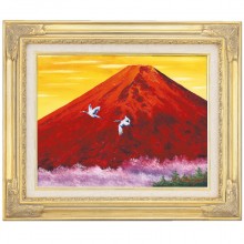肉筆油彩画 「赤富士（鶴）」 小林 幸三 F10号 美術品 油絵 インテリア 額縁付き|絵画　有名肉筆油彩画　代表画|アートの友社