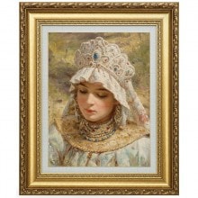 マコフスキー 「ココシュニックを被る少女」 4号 立体複製名画